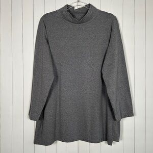 Eileen Fisher size XL tunic sweater long sleeve mock neck organic cotton gray